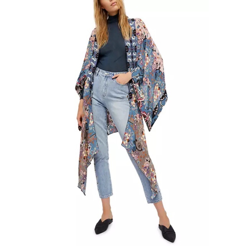 Free People Little Wing Mixed Print Boho Kimono